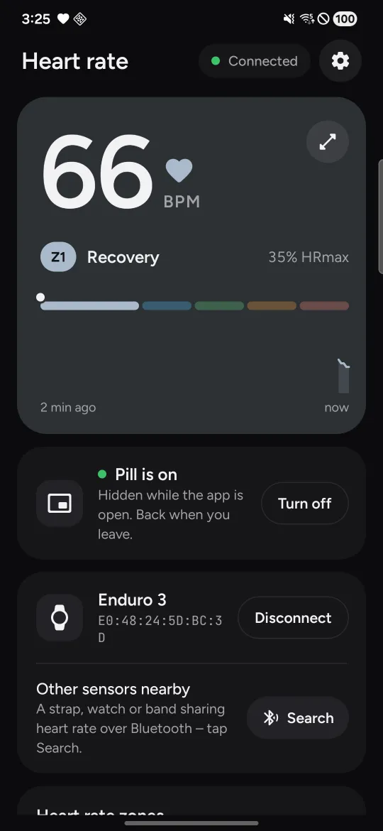 Live heart rate